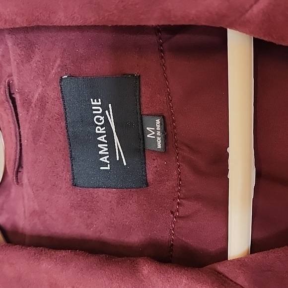 LaMarque Laetica Burgundy Leather Suede Moto Biker Jacket Luxury Celeb Style - Picture 3 of 14